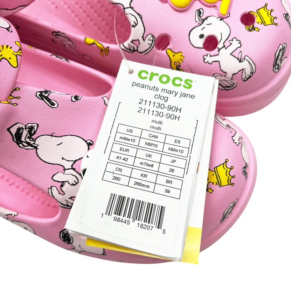 Crocs Peanuts Mary Jane Clog Snoopy & Woodstock Pink Women's 10 Men's 8 NWT - Picture 10 of 12